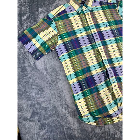 Ralph Lauren Golf Tilden Shirt Men's M Plaid Short Sleeve Button Up Cotton - Picture 5 of 9